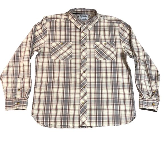 Levis Shirt Men Extra Large White Plaid Preppy Western Pocket‎ Collar Button up - Picture 1 of 8